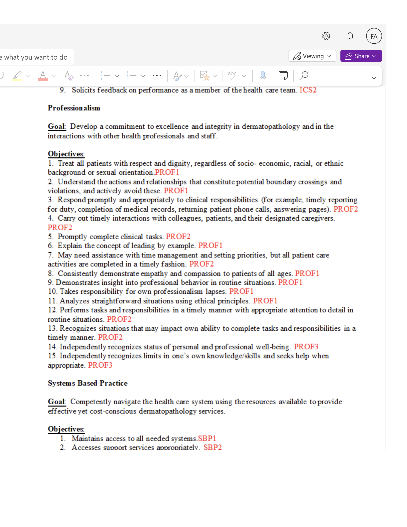 e what you want to do So Viewing v 5 • (FA LE Share V 9. Solicits feedback on performance as a member of the health care team. ICS2 Professionalism Go