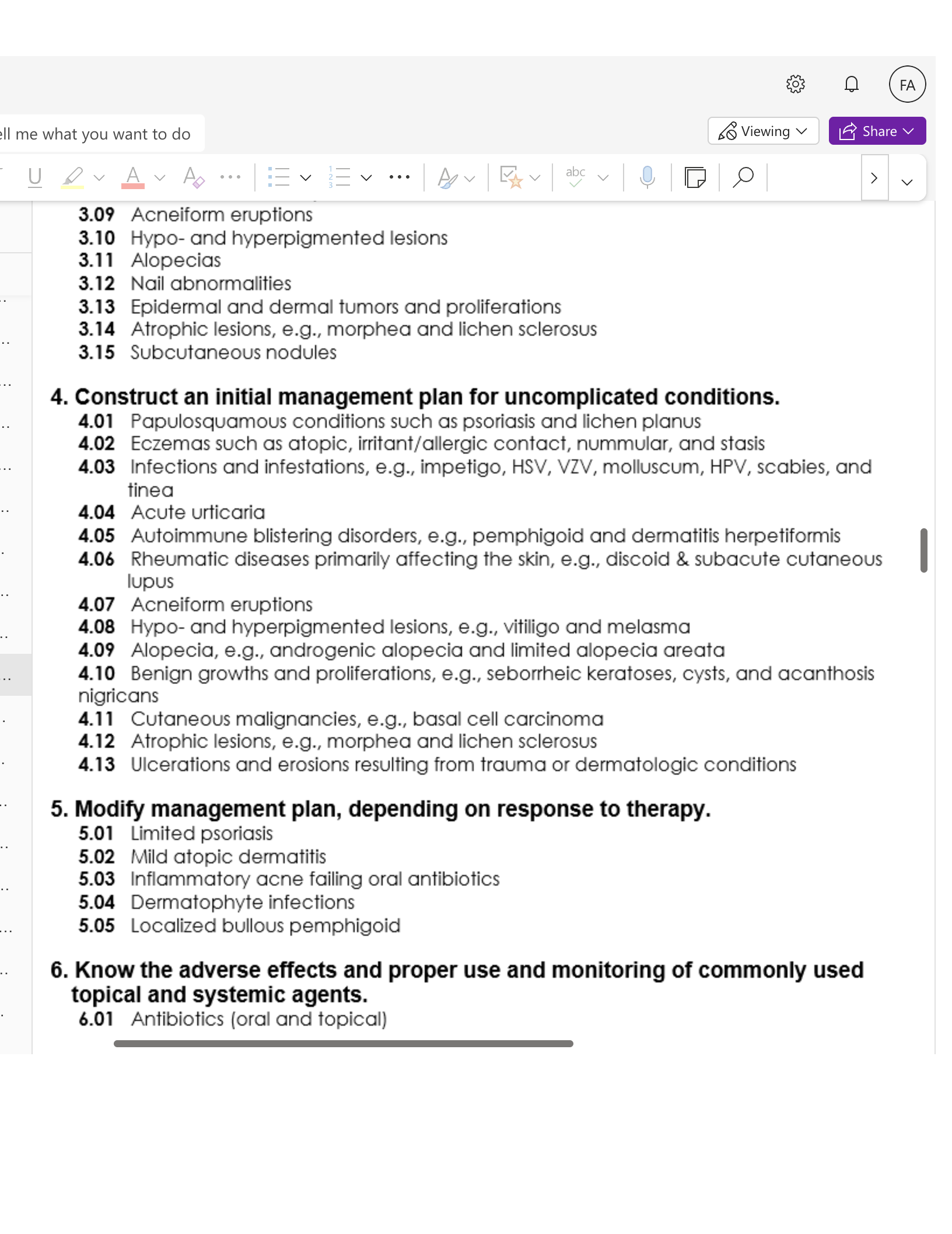 Il me what you want to do So Viewing V abc V FA LE Share v V • • ... 3.09 Acneiform eruptions 3.10 Hypo-and hyperpigmented lesions 3.11 Alopecias 3.12
