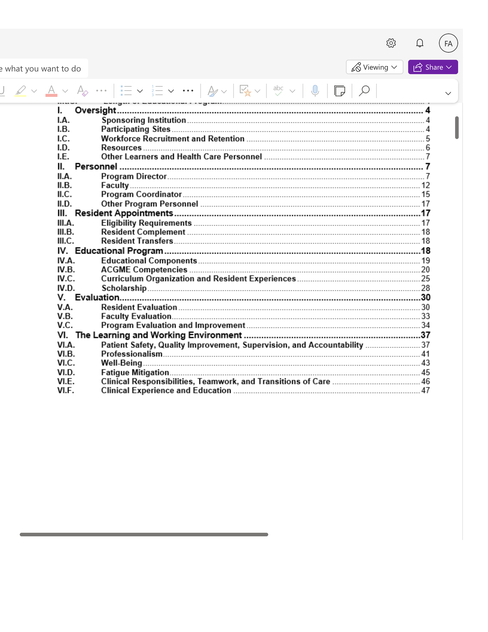e what you want to do A v A Av 4 I. Oversight.. I.A. Sponsoring Institution I.B. Participating Sites.. I.C Workforce Recruitment and Retention I.D. Re