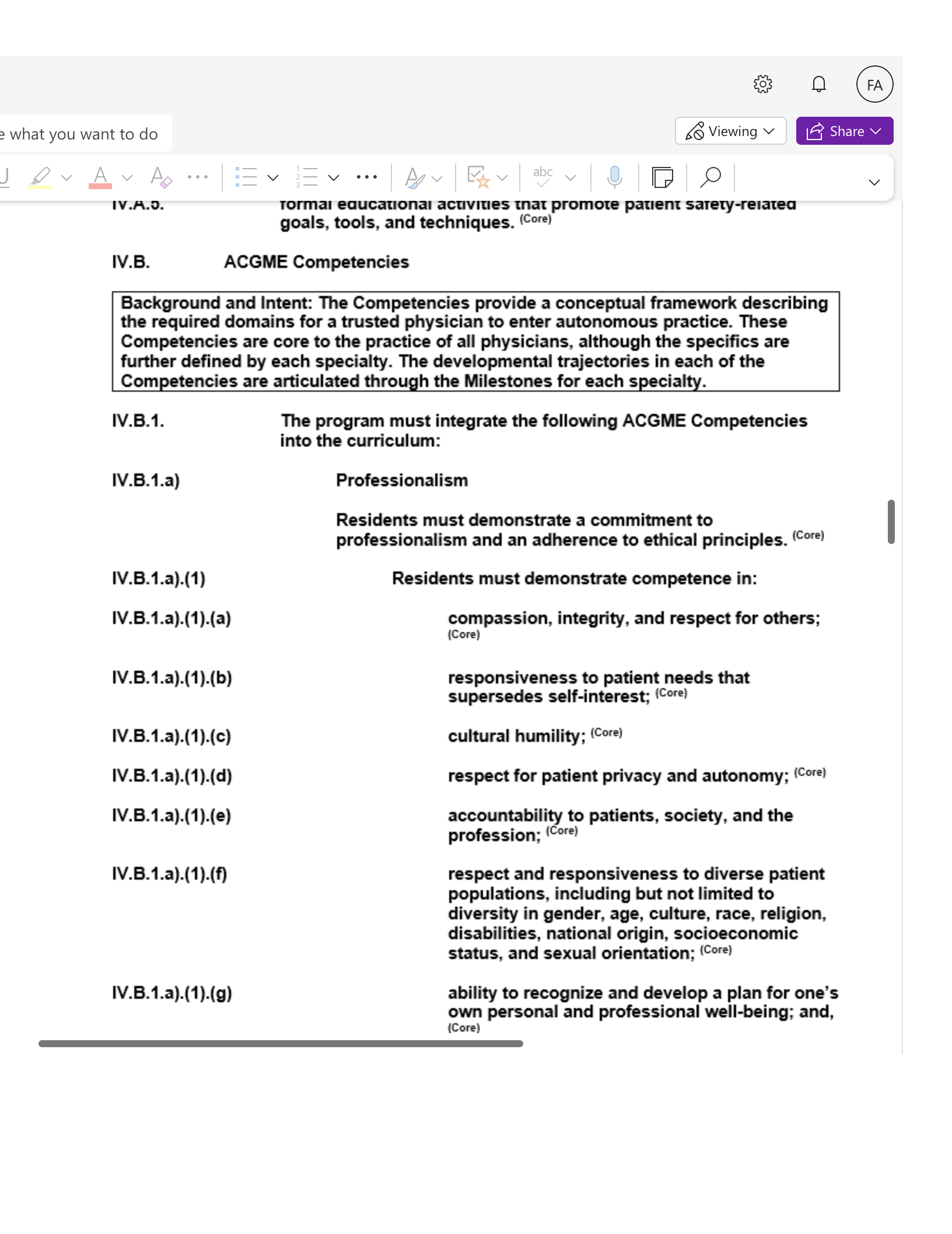 e what you want to do So Viewing V FA LE Share V V IV.A.o. Tormal educational cavities promote parent sarry-related goals, tools, and techniques. IV.B