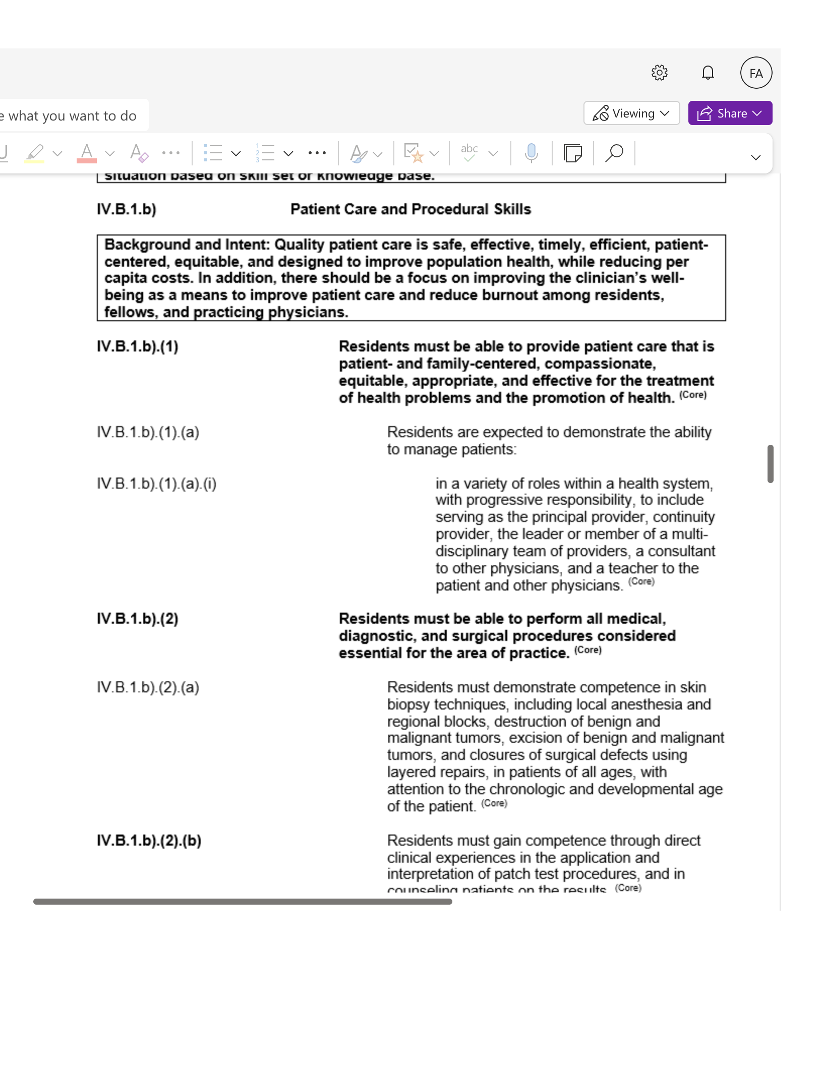 e what you want to do So Viewing V abc v { FA LE Share v V situaton pasea on skill set or knowieage pase. IV.B.1.b) Patient Care and Procedural Skills