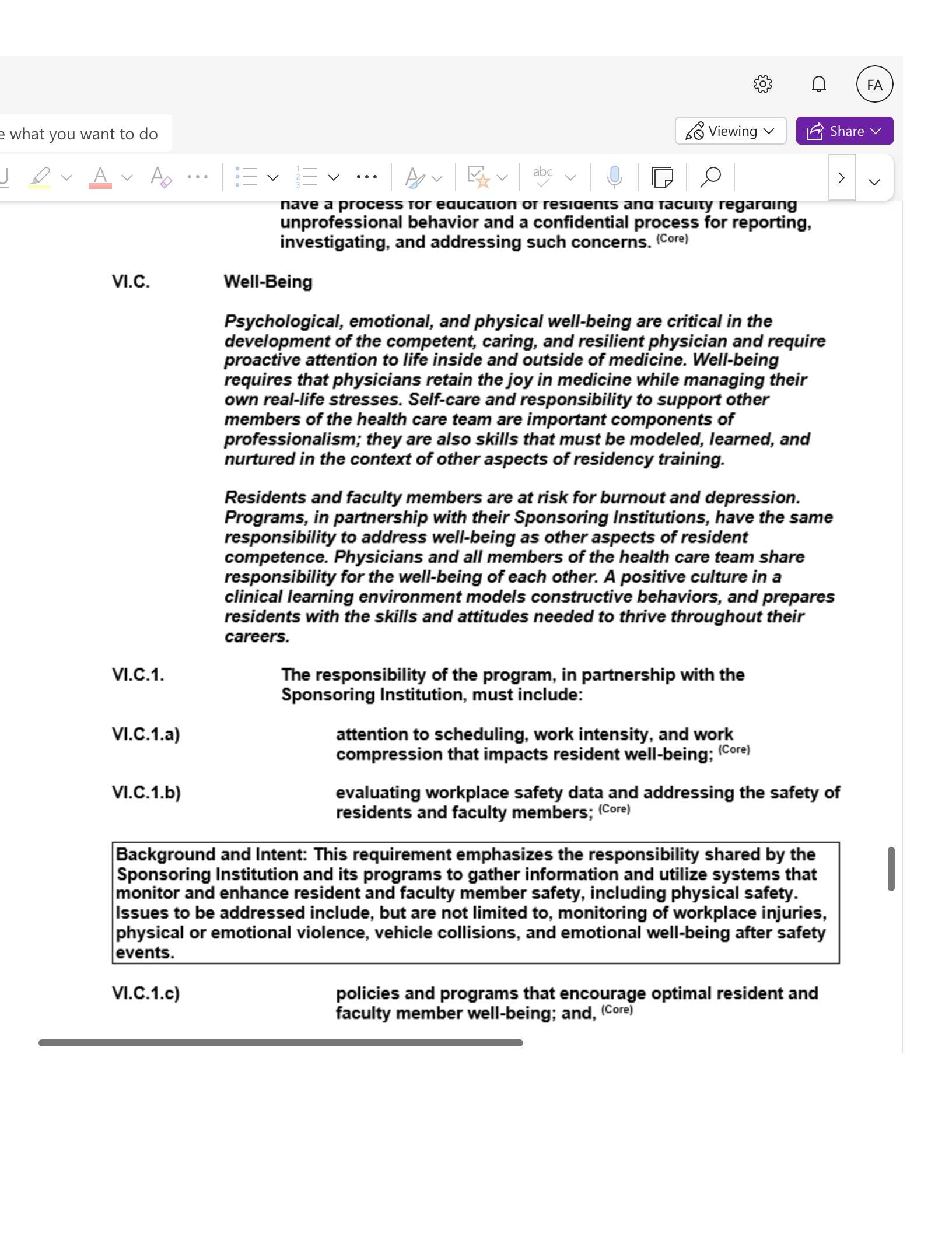 e what you want to do So Viewing v FA LE Share V V VI.C. VI.C.1. VI.C.1.a) VI.C.1.b) nave a process tor education or residents and tacuity regarding u