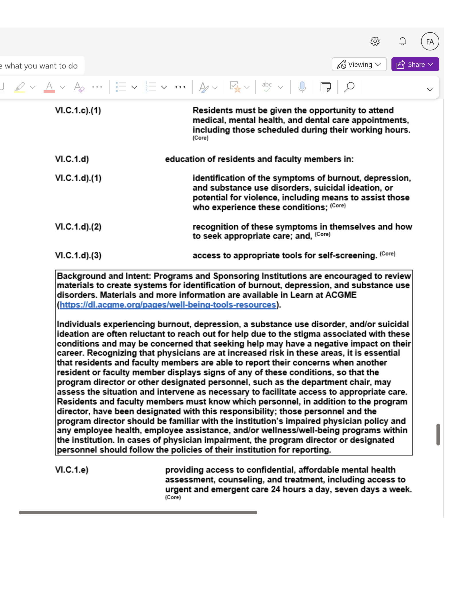 e what you want to do So Viewing v JAVANA • EVEN. Av VI.C.1.c) (1) Residents must be given the opportunity to attend medical, mental health, and denta