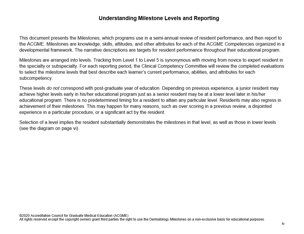 Understanding Milestone Levels and Reporting This document presents the Milestones, which programs use in a semi-annual review of resident performance