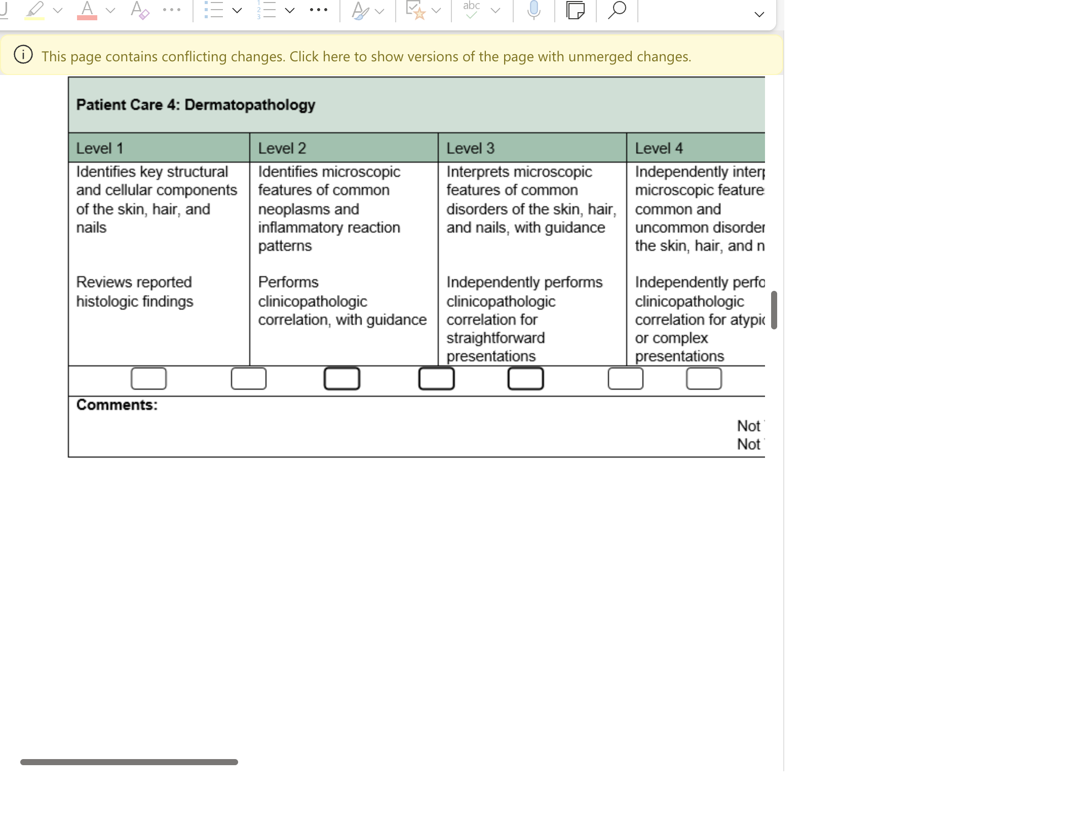 ... V abc This page contains conflicting changes. Click here to show versions of the page with unmerged changes. Patient Care 4: Dermatopathology Leve