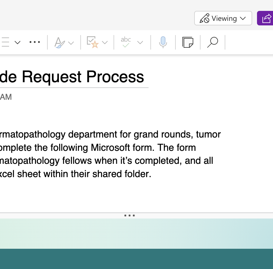 So Viewing v V... V abc vl V de Request Process AM matopathology department for grand rounds, tumor mplete the following Microsoft form. The form nato