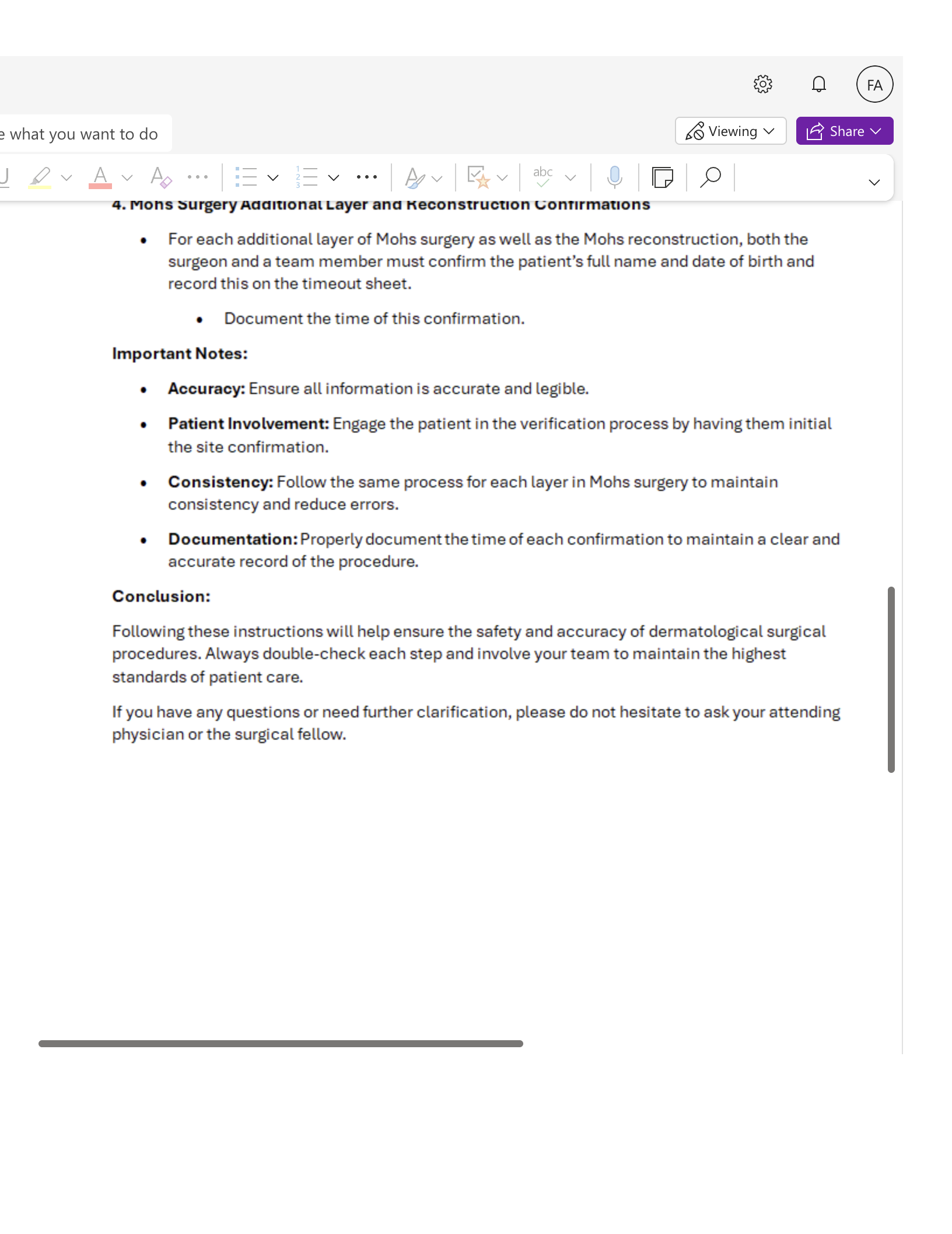 e what you want to do So Viewing v 50 • (FA) LE Share v V 4. Mons Surgery Additional Layer and keconstruction Contirmations • For each additional laye